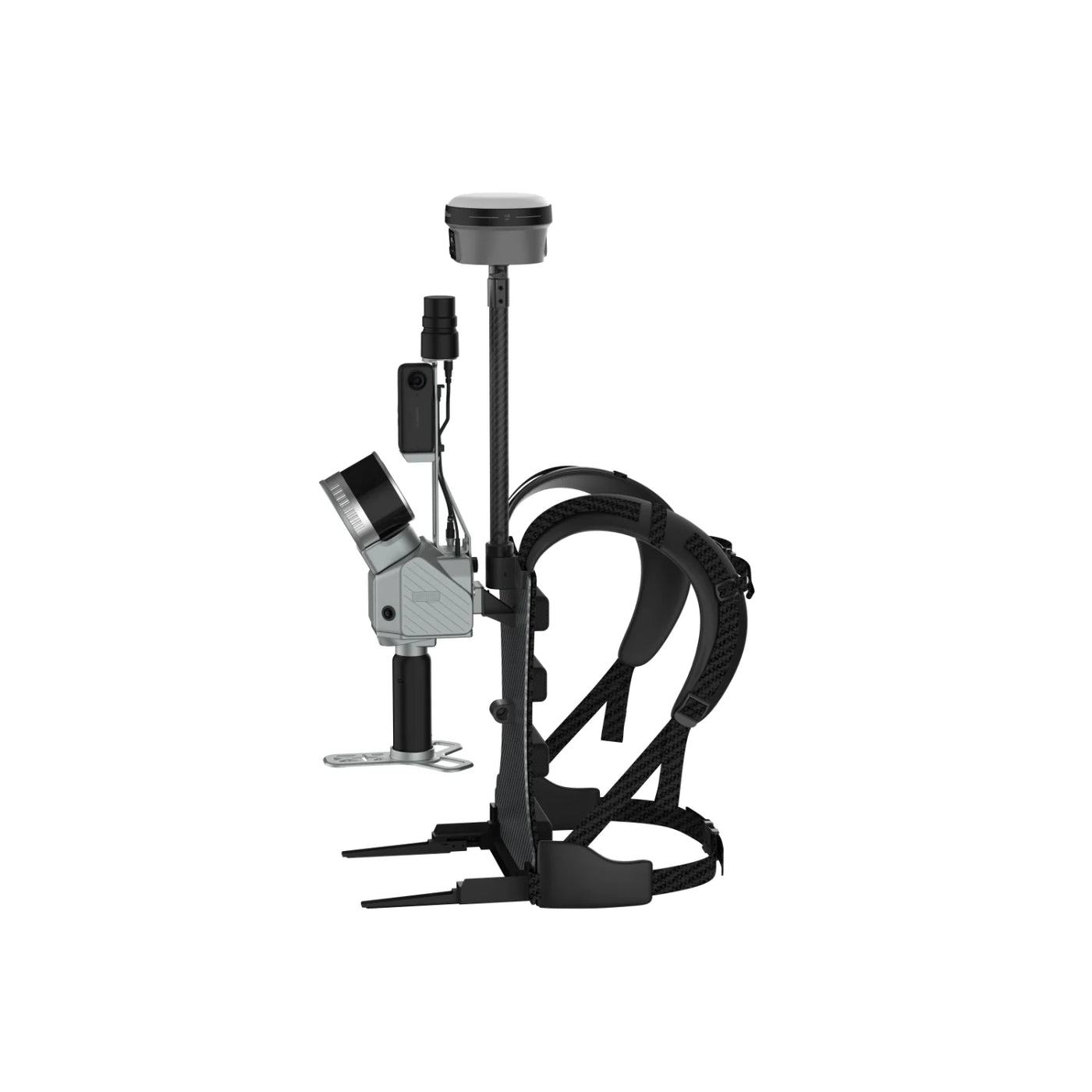 FJ Dynamics Trion S2 handheld LiDAR scanner on its backpack attachment with the RTK antenna mounted above