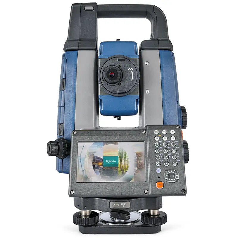 Sokkia iX 600 Series robotic total station, front view on its tribrach