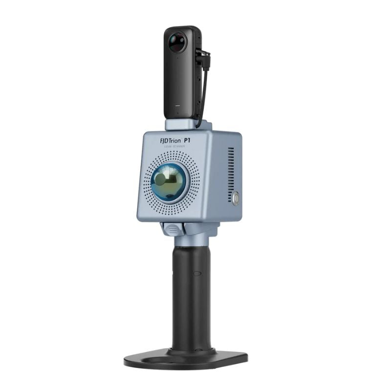 FJ Dynamics Trion P1 3D handheld LiDAR scanner upright on its base plate