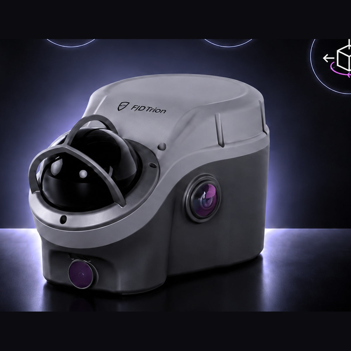 FJD Trion V100F GNSS and LiDAR fusion receiver, showing the LiDAR dome and forward camera