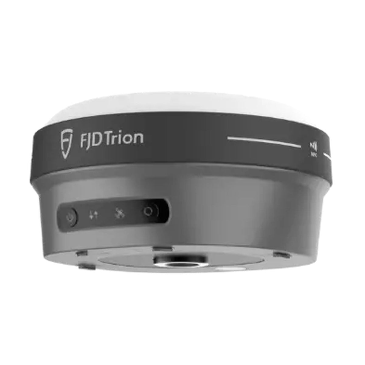 FJD Trion V10a GNSS receiver, three quarter view showing the low profile housing and control keys