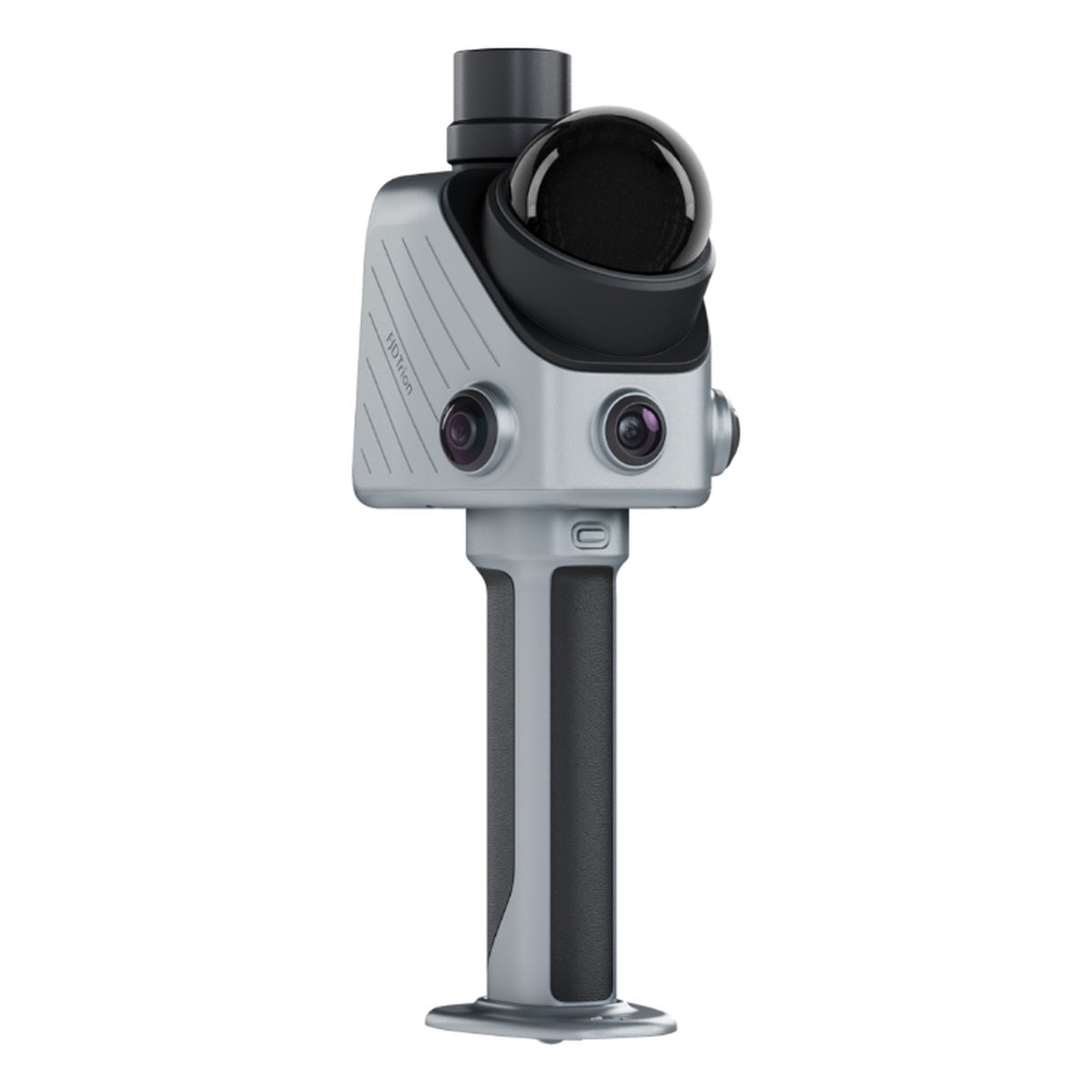 FJD Trion X1 LiDAR scanner, three quarter view showing the panoramic camera ring and the tilted LiDAR dome