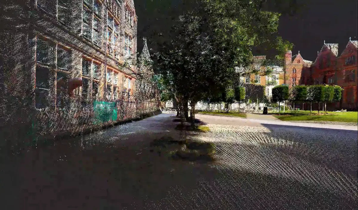 Colorized point cloud of a university campus captured by handheld SLAM